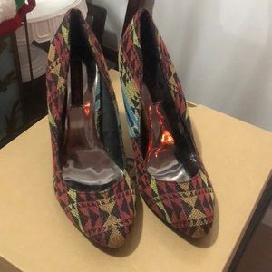 Multicolor material girl pumps